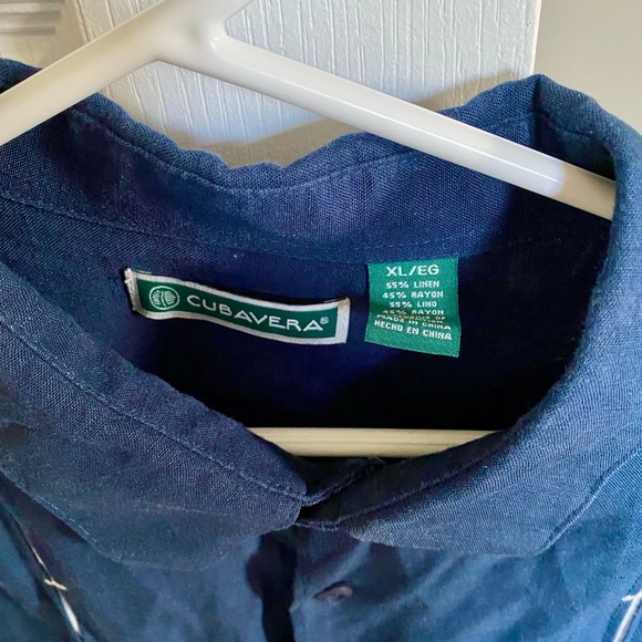 Mens XL Blue Linen Button Down Shirt - Picture 2 of 3